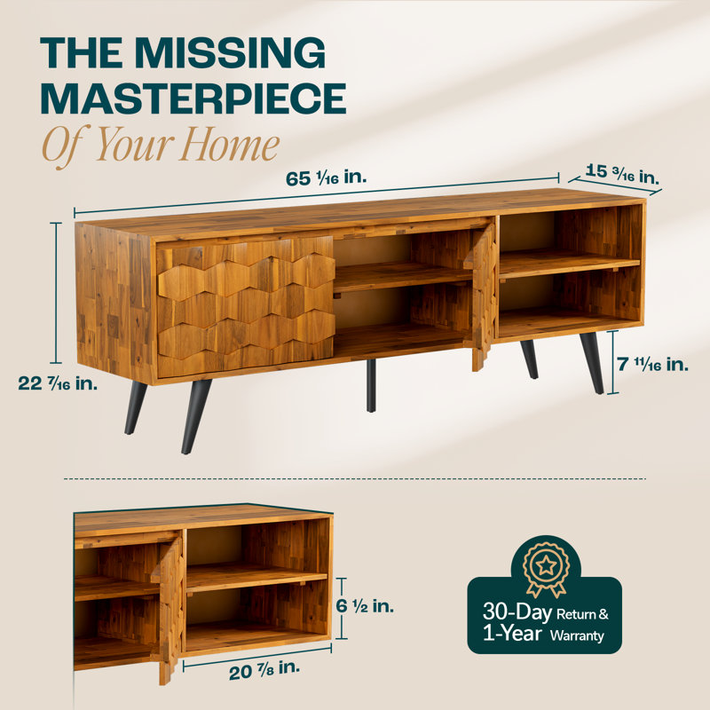 Corrigan Studio® Solid Wood TV Stand Fully Assembled, Media